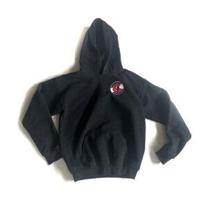 Kids Black Gildan Sweatshirt Hoodie with Colorado Logo and Female Gymnas…